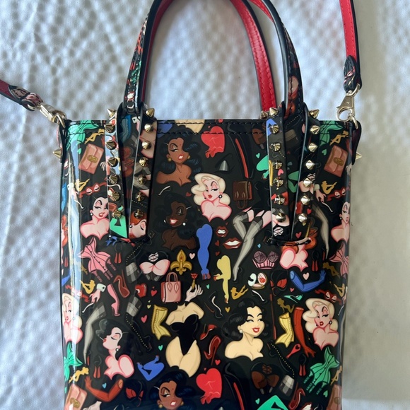 Christian Louboutin: Limited Edition Black Patent Leather Multicolor Cabata Tote - Picture 2 of 6